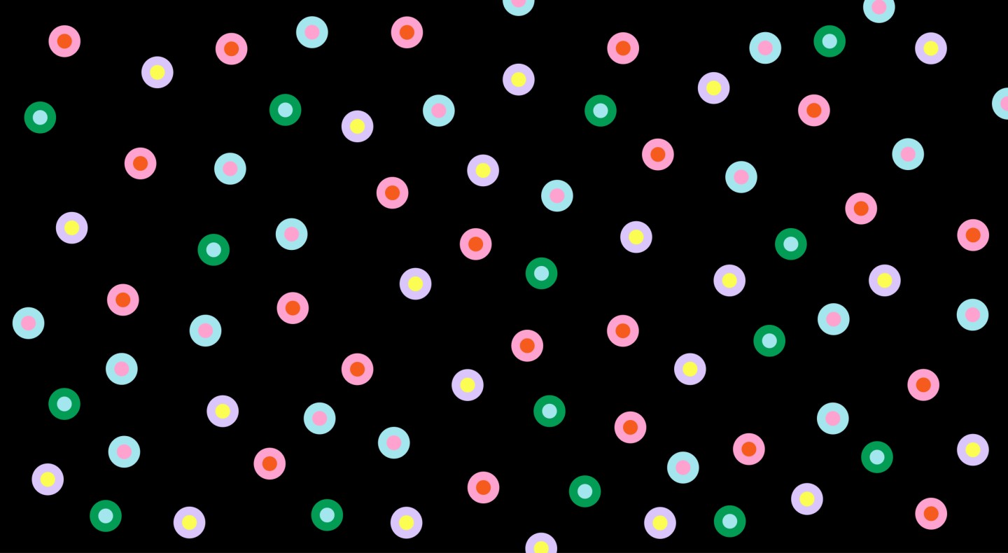 Illustration of different polka dots style graphics in multiple colours