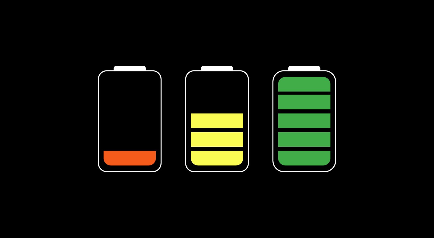 three batteries, one with low, middle and high battery