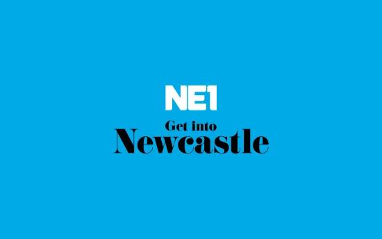 NE1 and Get into newcastle logo on blue branded background