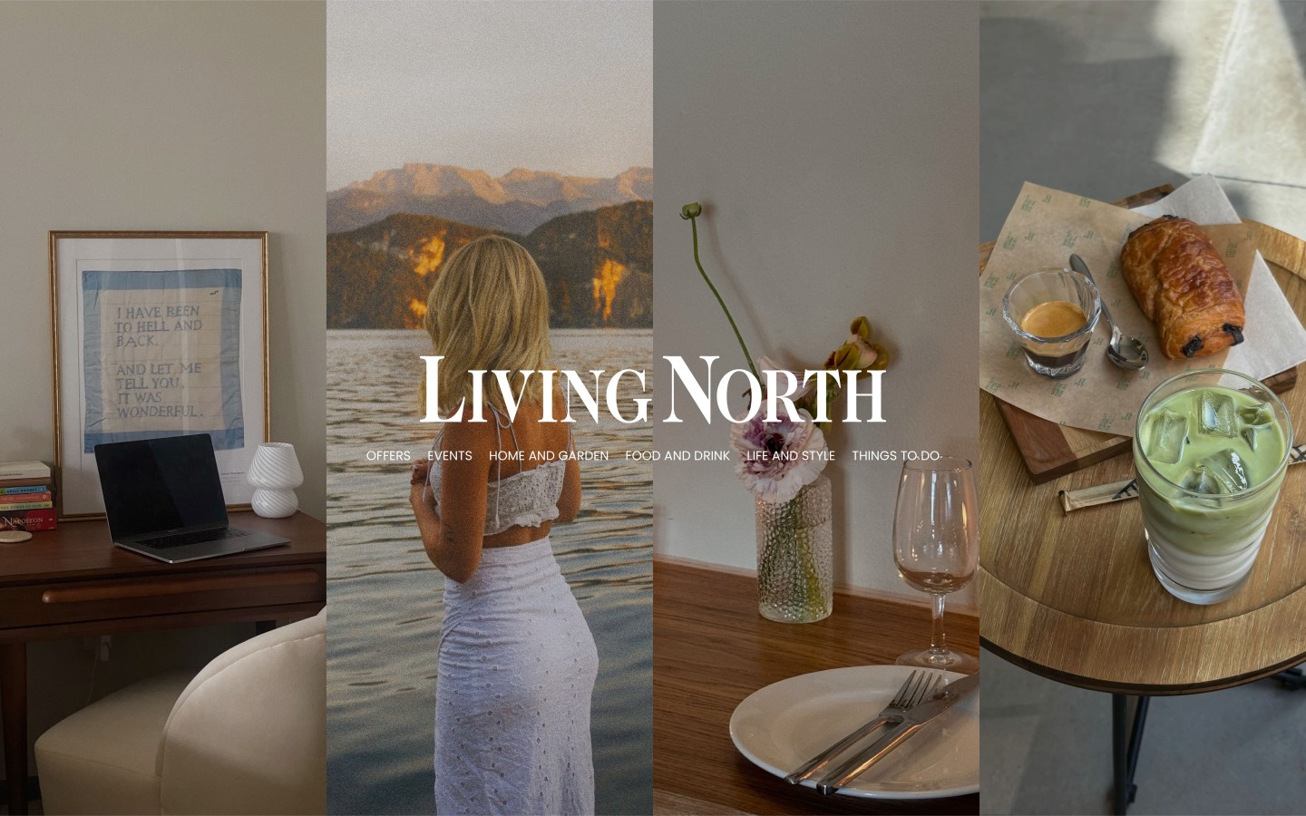 living north logo and strapline on top of lifestyle photos